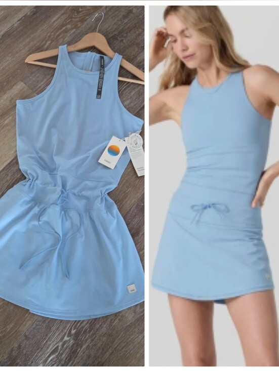 Vuori Dresses & Skirts - Vuori Daily Tennis Dress NWT Surf Blue Drawstring Built In Shorts Pickleball